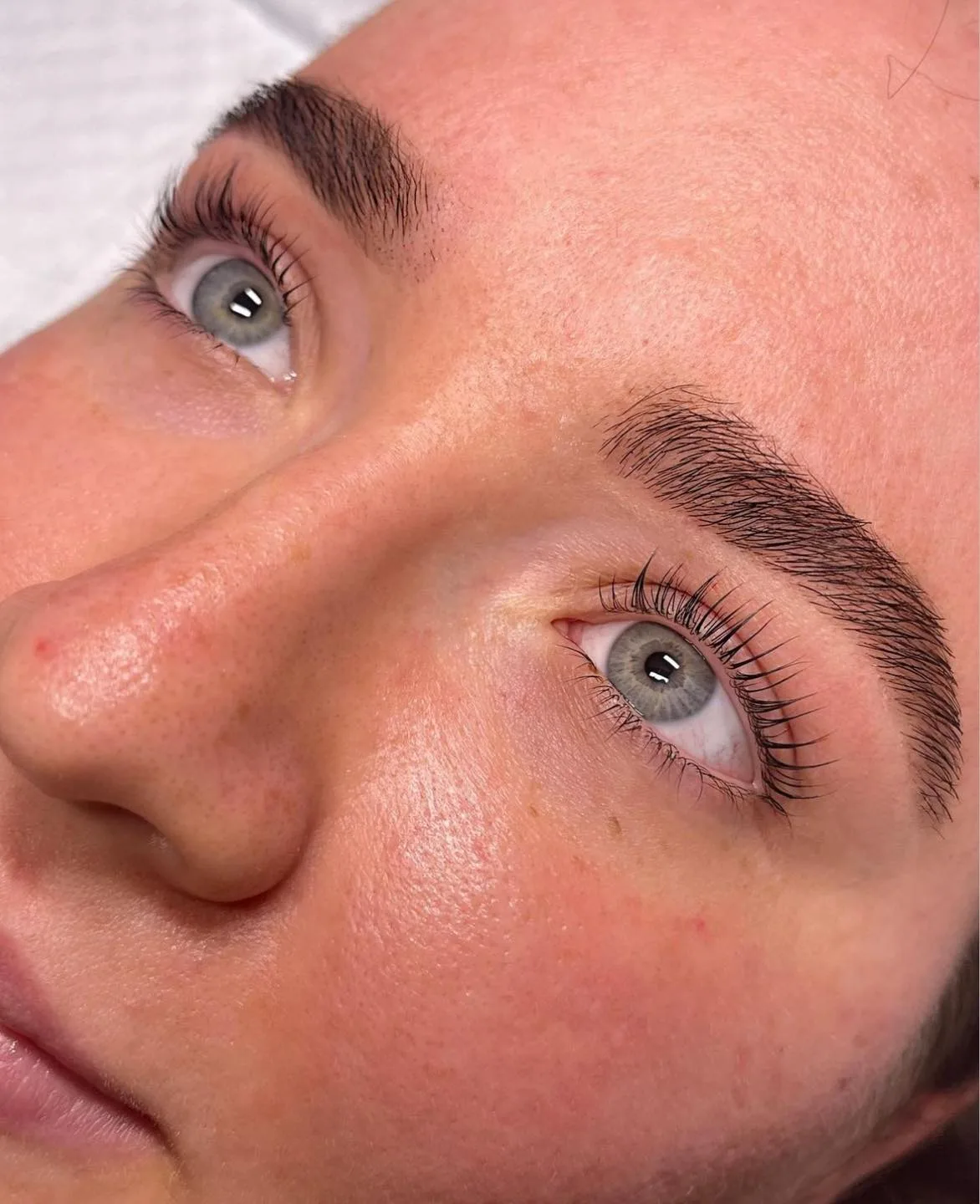 Laminated brow and lifted lashes — combined result